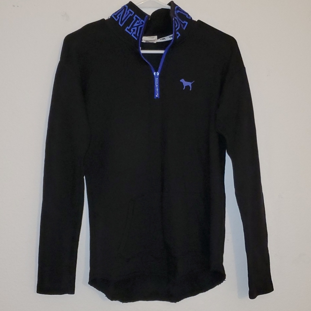 VS PINK Black Half-Zip Pullover